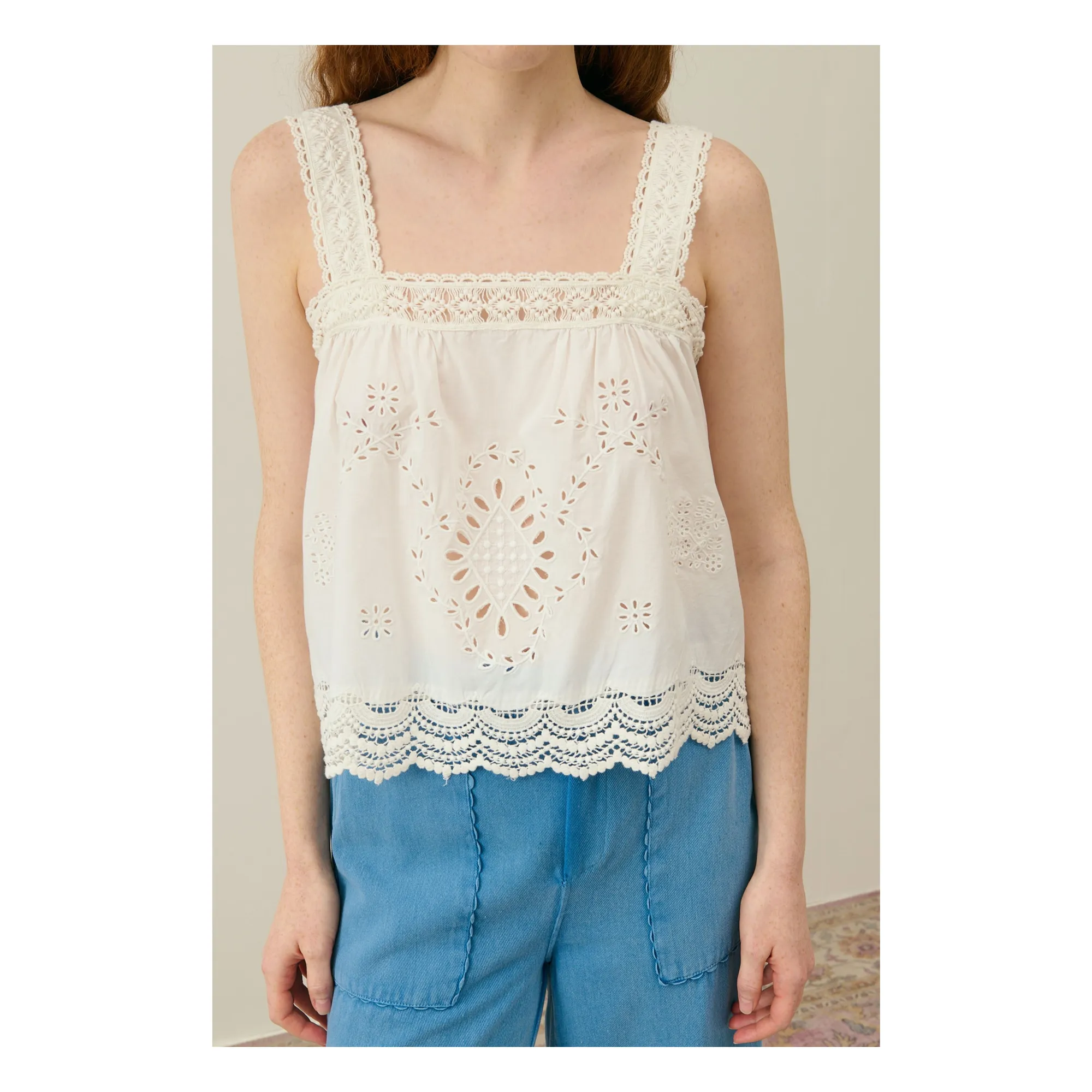 Louise Misha Women's Off White Paradine Organic Cotton Top - Collection