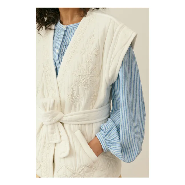 Veste Sans Manches Andrea Coton Bio - Collection Femme | Crème