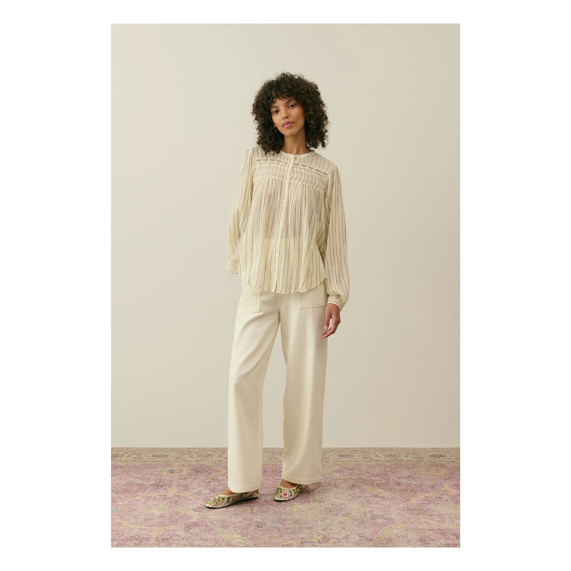 Louise Misha Women's White Blouse Jally Rayures - Collection