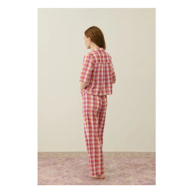 Pijama Louka Algodón Ecológico Cuadros - Colección Mujer | Rosa