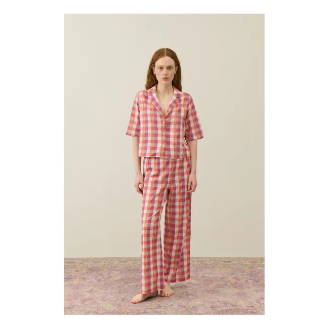 Pijama Louka Algodón Ecológico Cuadros - Colección Mujer | Rosa