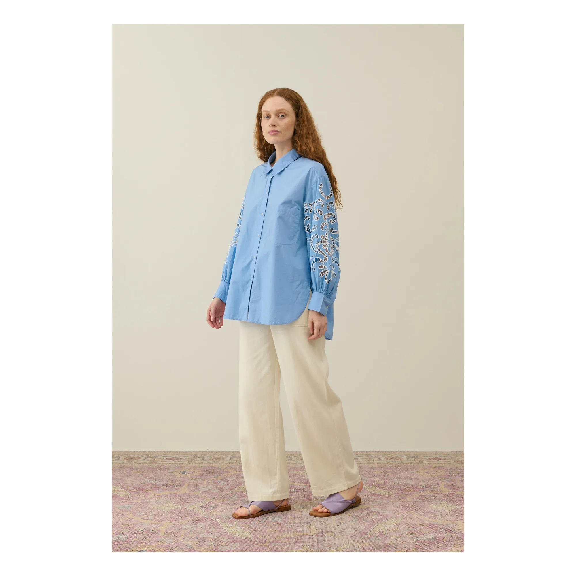 Louise Misha Women's Blue Reynald Organic Cotton Shirt - Collection
