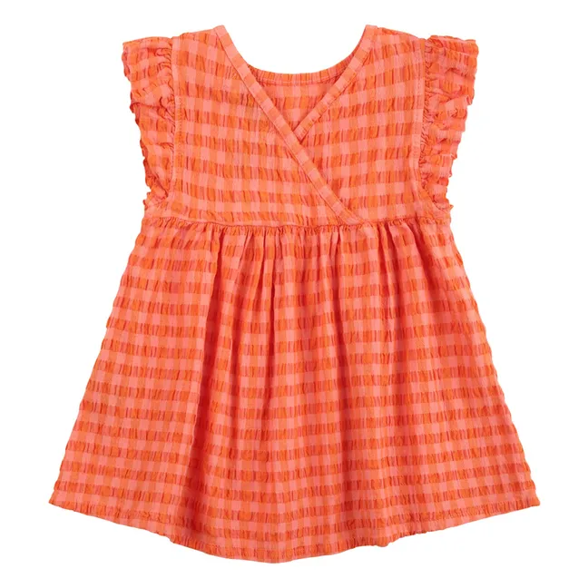 Vichy-Kleid Sonnenblume | Korallenfarben