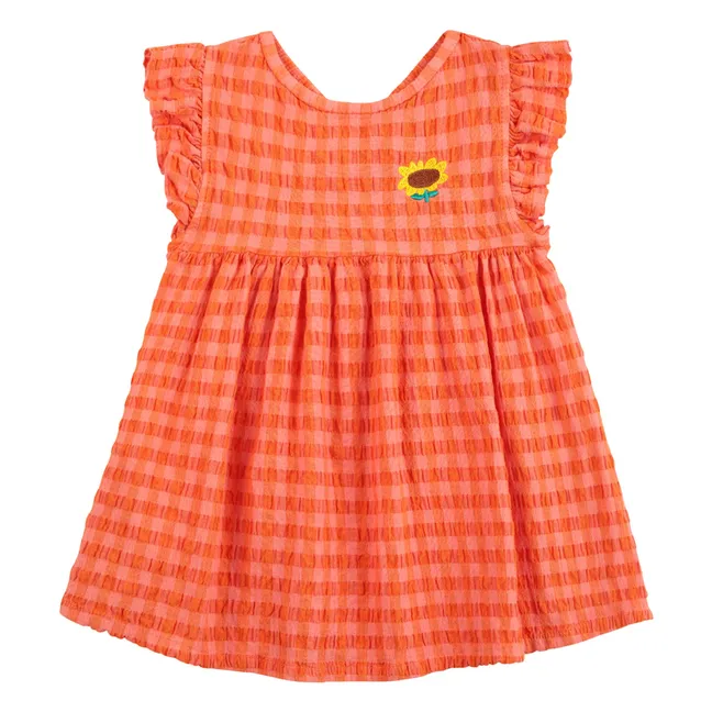 Vichy-Kleid Sonnenblume | Korallenfarben