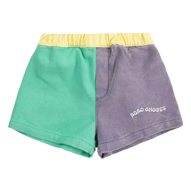 Pantalones cortos de fibra reciclada Colorblock | Verde Almendra
