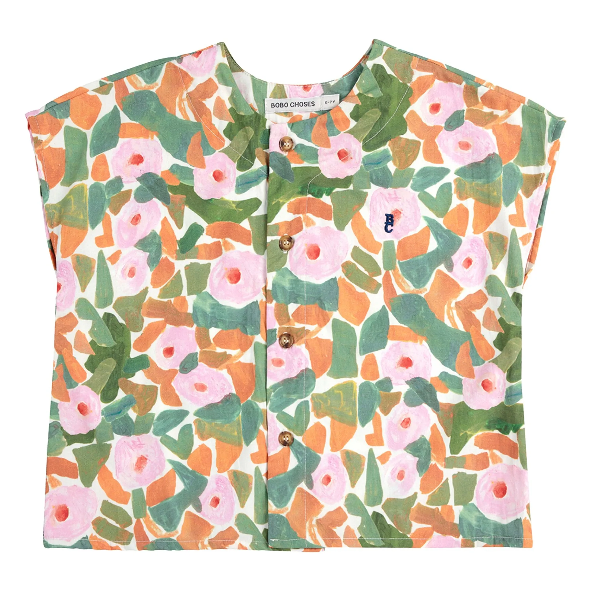 Bobo Choses Pink Blouse Flowers Organic Cotton
