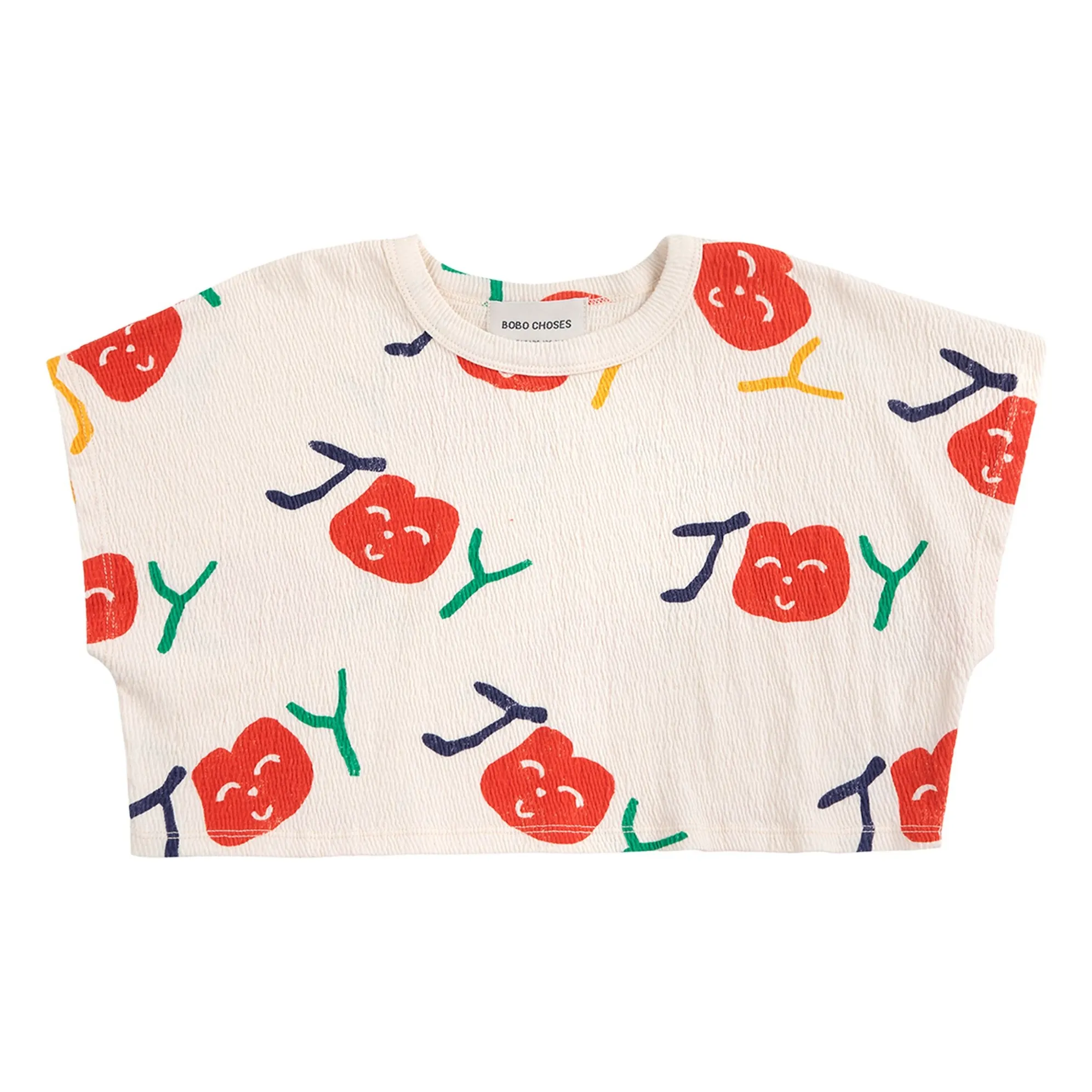 Bobo Choses Ecru Crop Joy Organic Cotton T-Shirt