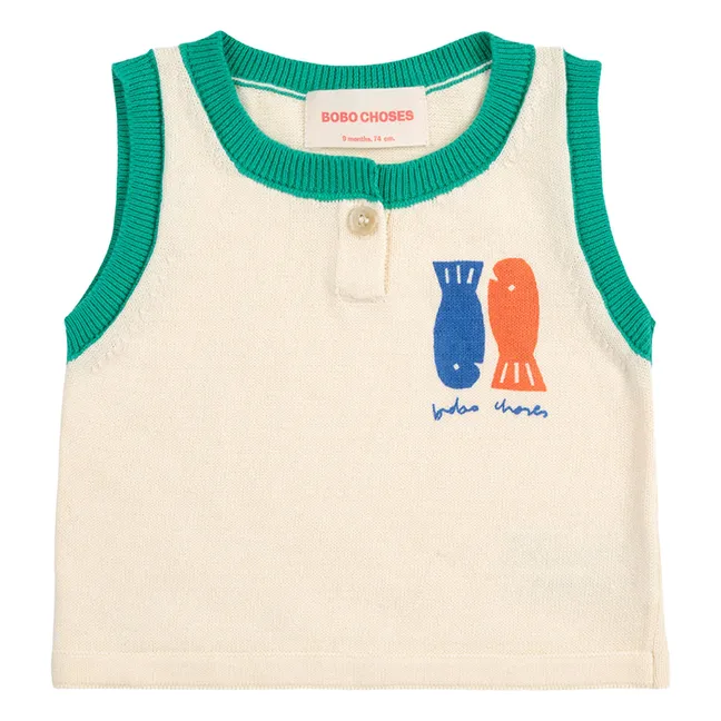Set canotta e bloomer in maglia di cotone biologico | Ecru