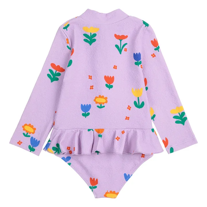 Maillot de Bain Fleurs Fibres Recyclées | 	Lilas- Image produit n°1