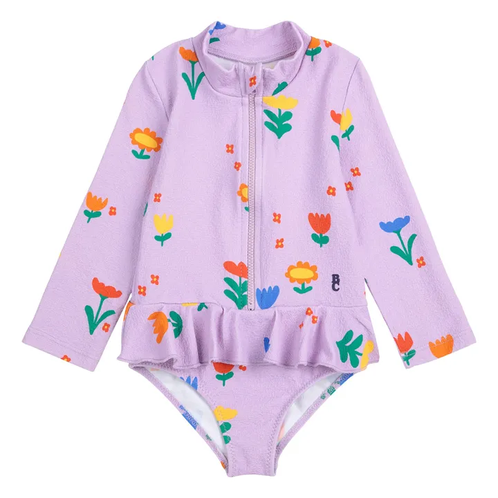 Maillot de Bain Fleurs Fibres Recyclées | 	Lilas- Image produit n°0