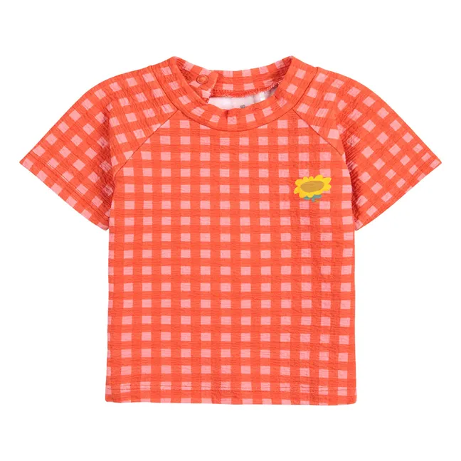 Vichy Recycled Fiber UV Protection T-Shirt | Coral