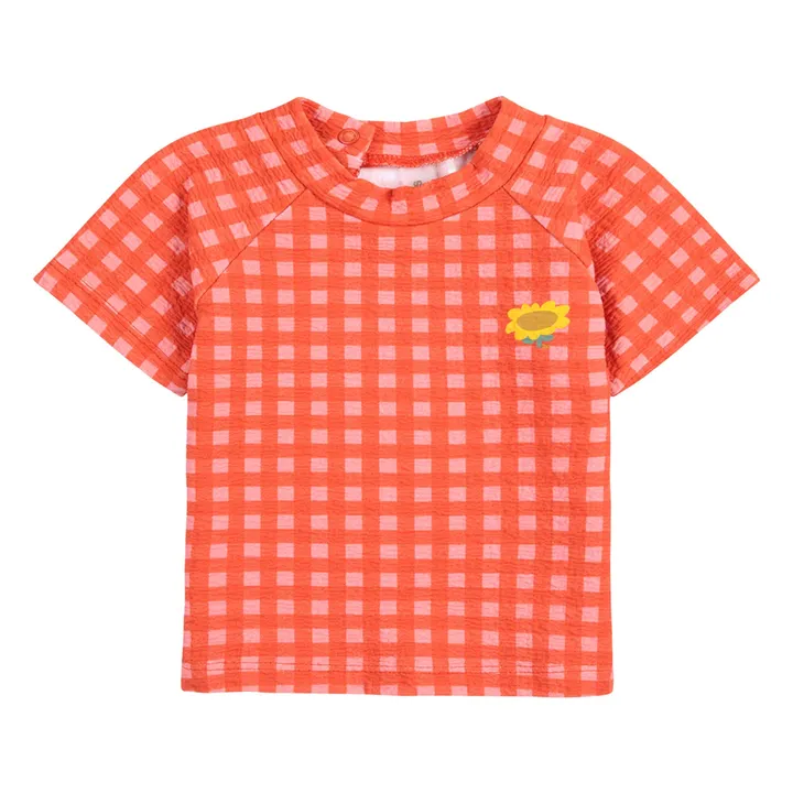 T-Shirt Anti-UV Vichy Fibres Recyclées | Corail- Image produit n°0