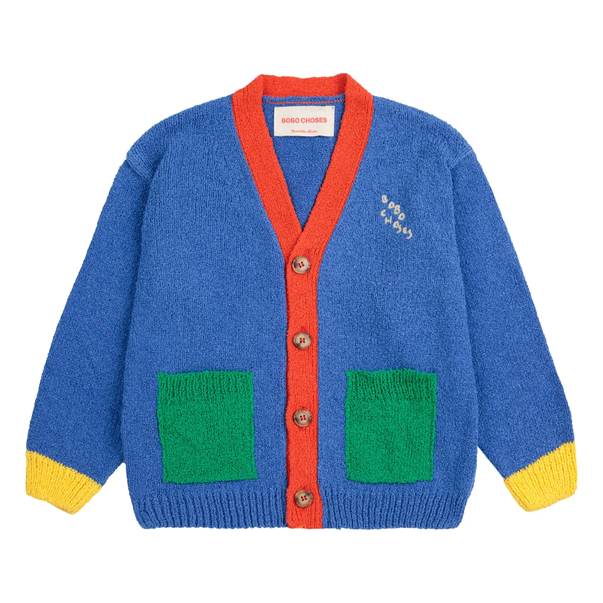 Bobo Choses Blue Colorblock Organic Cotton Cardigan