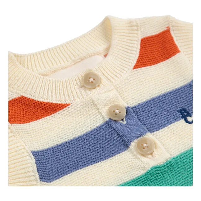 Combishort Stripe Knit Organic Cotton | Ecru