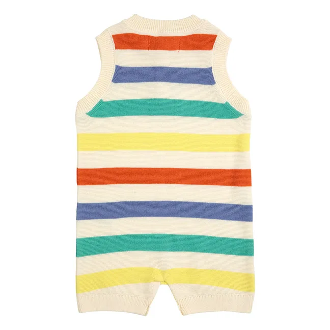 Combishort Stripe Knit Organic Cotton | Ecru
