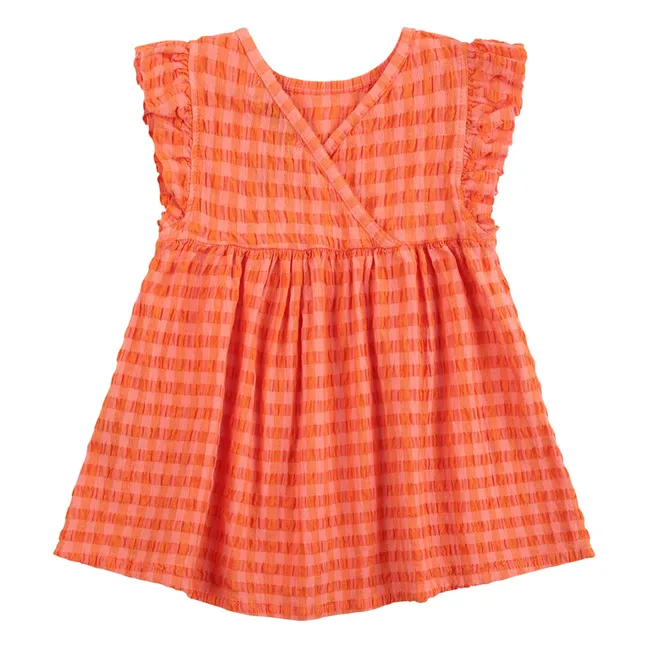 Vichy-Kleid Sonnenblume | Korallenfarben
