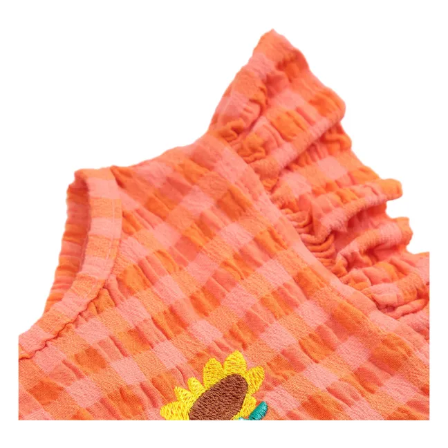 Vichy-Kleid Sonnenblume | Korallenfarben