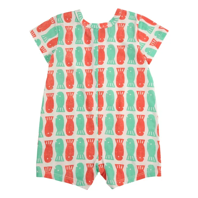 Combishort Pesce Cotone organico | Rosso