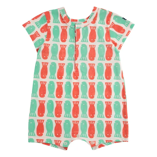 Combishort Pesce Cotone organico | Rosso