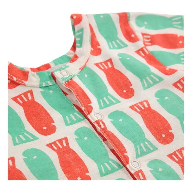 Combishort Pesce Cotone organico | Rosso