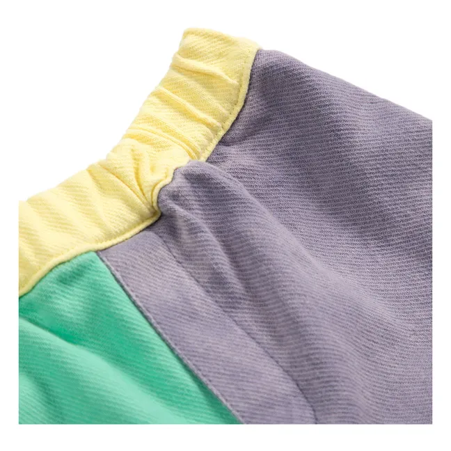 Pantalones cortos de fibra reciclada Colorblock | Verde Almendra