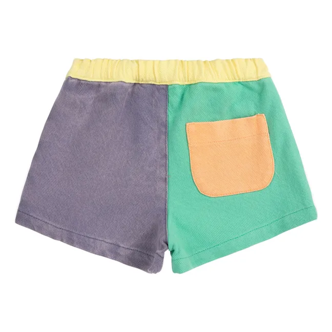 Pantalones cortos de fibra reciclada Colorblock | Verde Almendra
