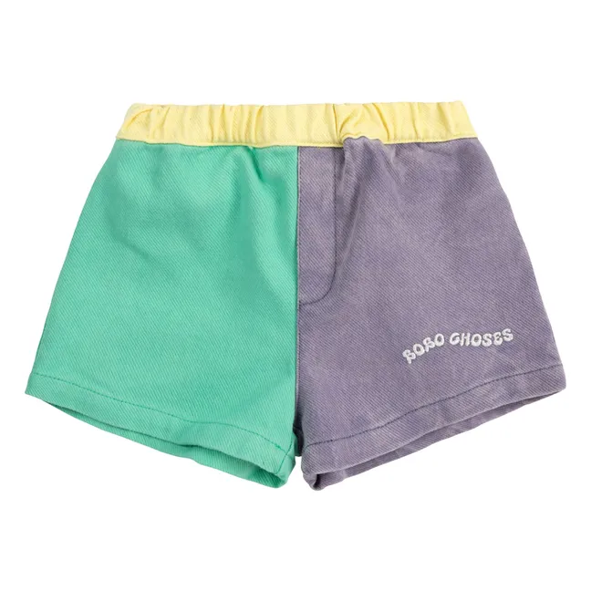 Pantalones cortos de fibra reciclada Colorblock | Verde Almendra