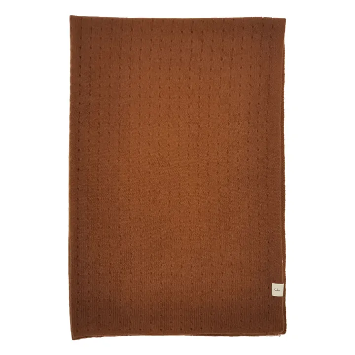 Organic Cashmere Pointelle Blanket | Brick red- Product image n°0