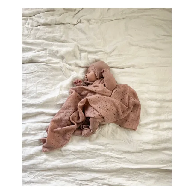 Decke Pointelle Bio-Kaschmir | Rosa
