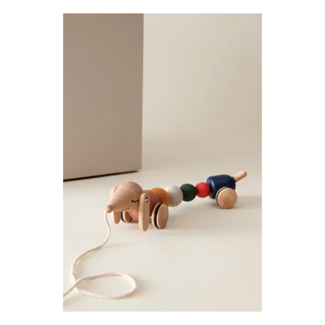 Barthes wooden pulling dog | Golden caramel multi mix