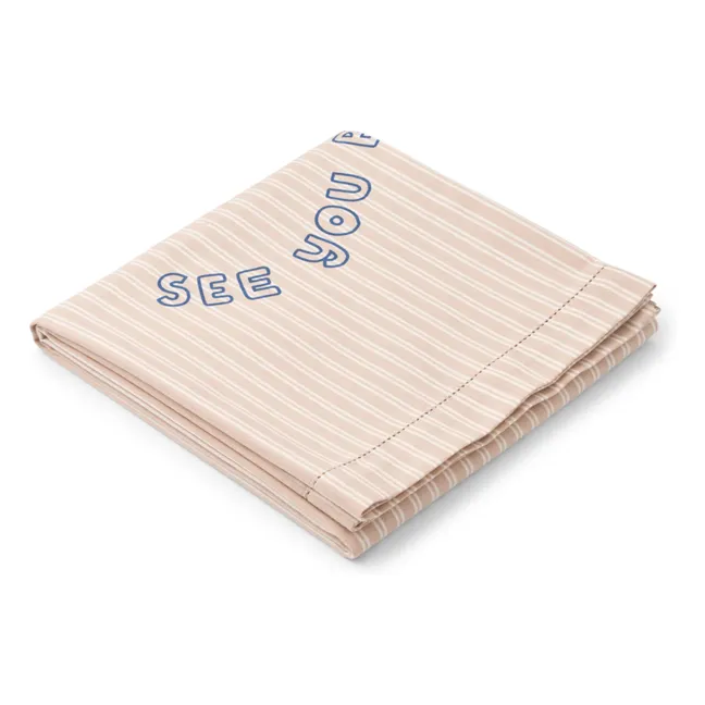 Serviette de plage Paige en coton bio | Y/D stripe Sorbet rose/Creme de la creme