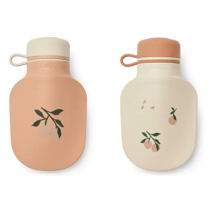 Gourde à smoothie en silicone Lizzie - Set de 2 | Peach/Sea shell- Image produit n°0