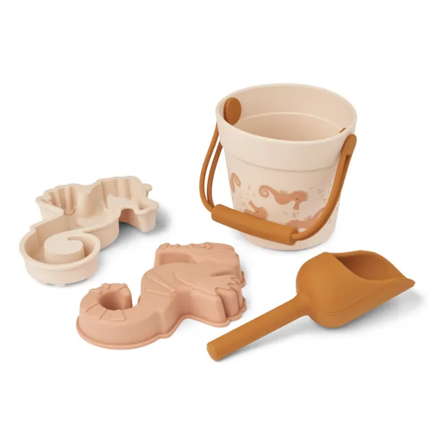 Small beach bucket and accessories | Seahorse/Apple blossom