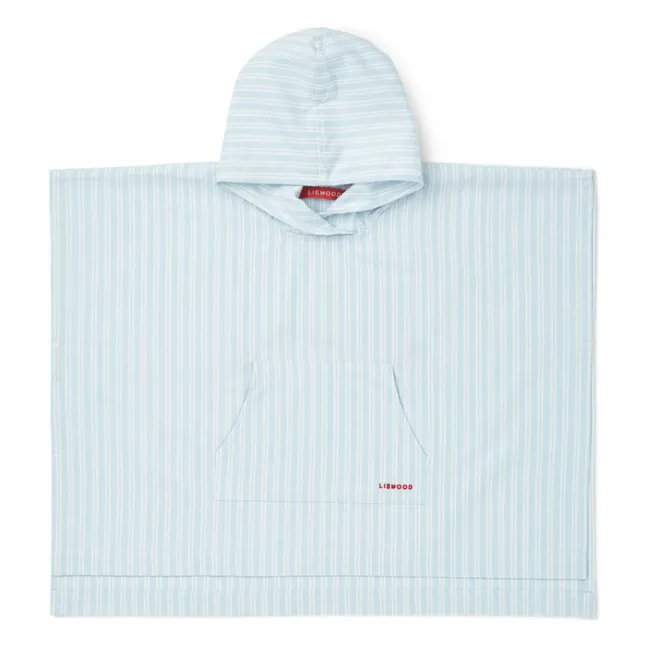 Poncho Kaiden en coton bio | Y/D stripe Pure sky/Creme de la creme