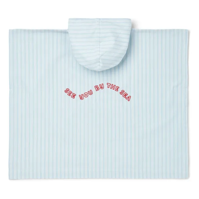 Poncho Kaiden en coton bio | Y/D stripe Pure sky/Creme de la creme