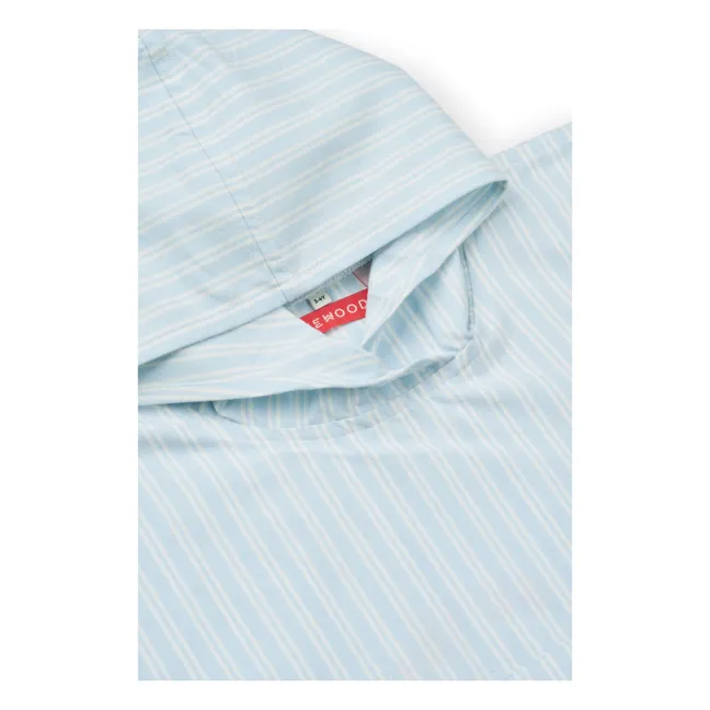 Poncho Kaiden en coton bio | Y/D stripe Pure sky/Creme de la creme