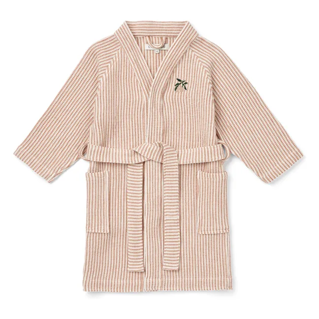 Accappatoio Bertha in cotone biologico | Y/D stripe Tuscany rose/Creme de la creme