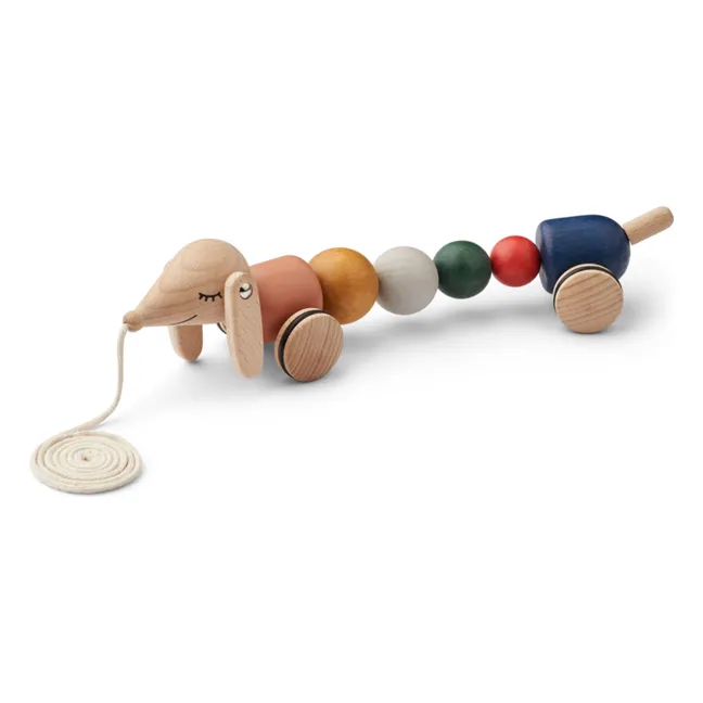 Barthes wooden pulling dog | Golden caramel multi mix