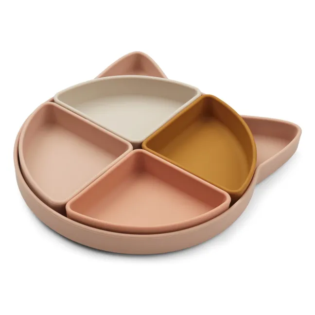 Assiette compartimentée Arne en silicone | Cat rose multi mix