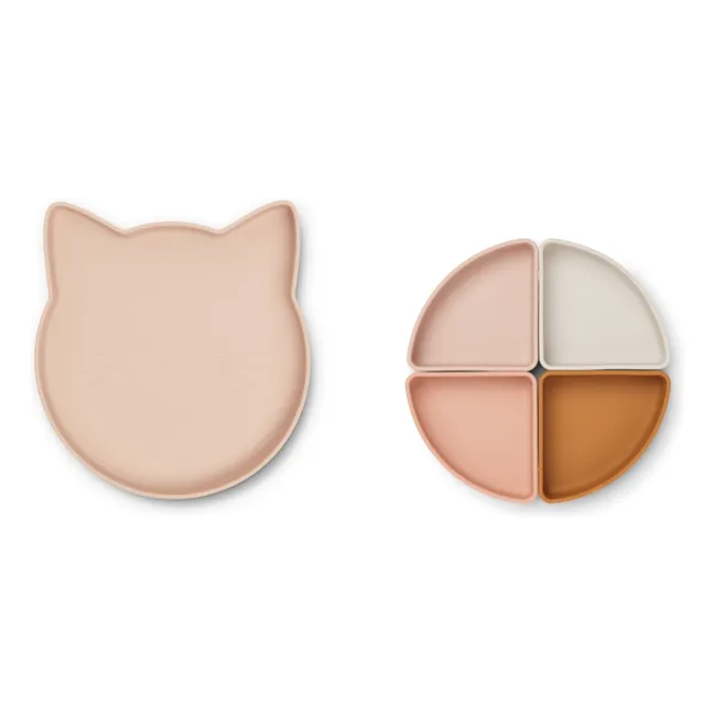 Assiette compartimentée Arne en silicone | Cat rose multi mix