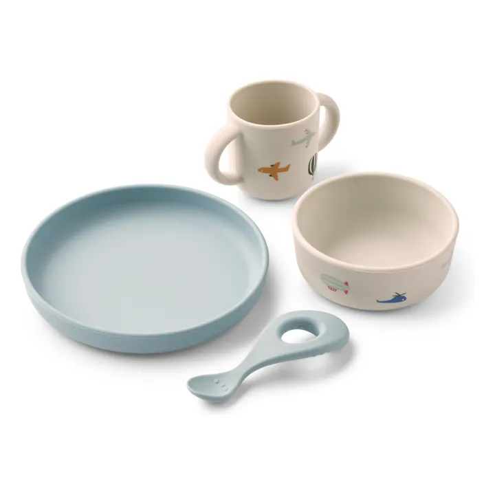 Geschirrset Vivi aus Silikon - 4er-Set | Aviator/Ecru- Produktbild Nr. 0