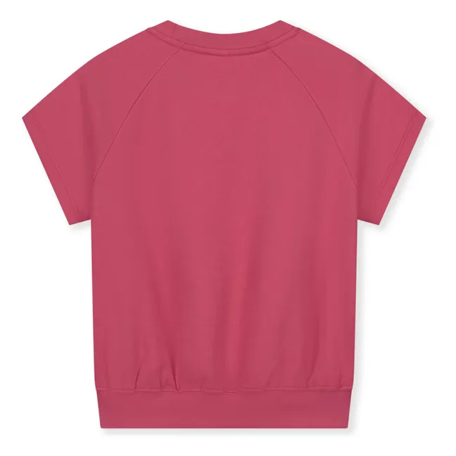 Sudadera de manga corta de algodón ecológico | Rosa Fushia