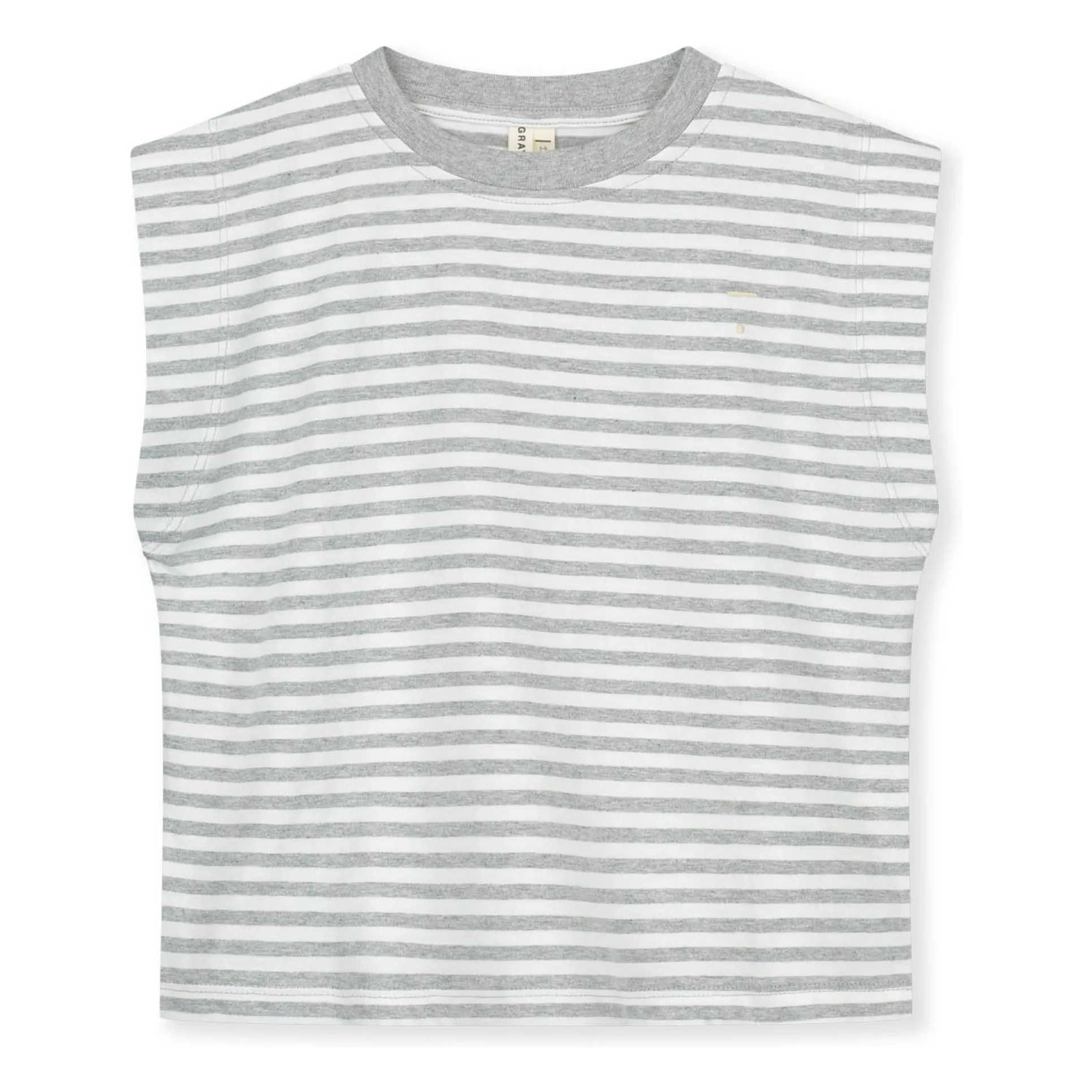 Gray Label Heather Grey Striped Organic Cotton Muscle T-Shirt