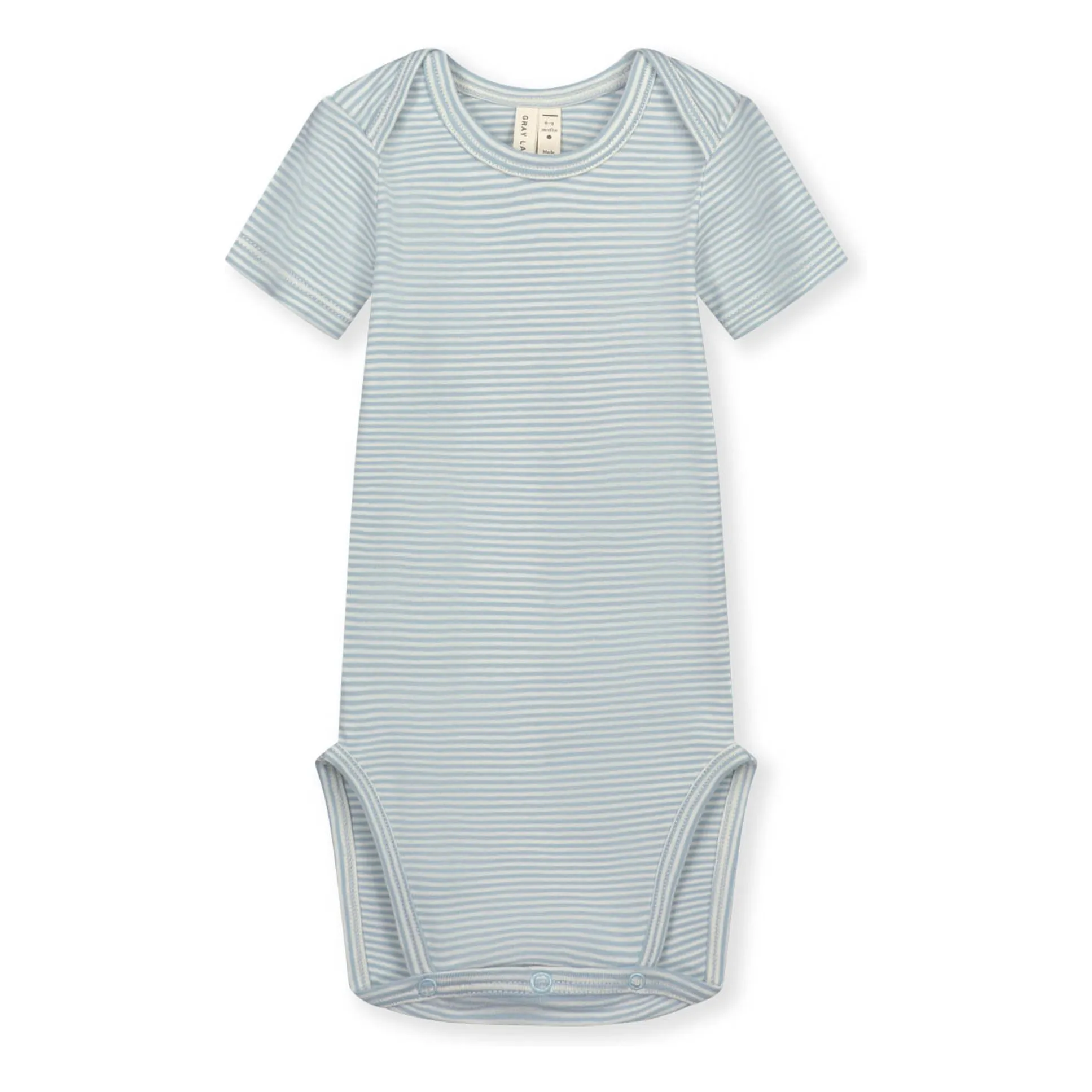Gray Label Light Blue Striped Organic Cotton Bodysuit