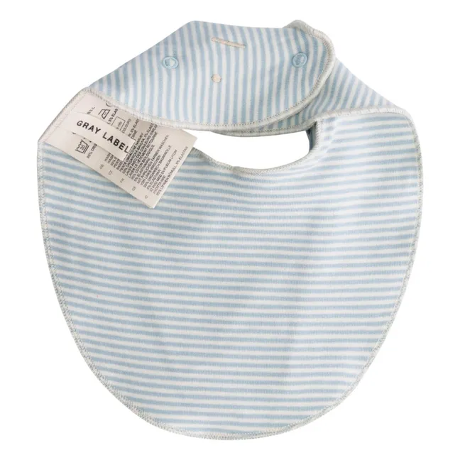 Bavoir Rayé Coton Bio  | Bleu ciel