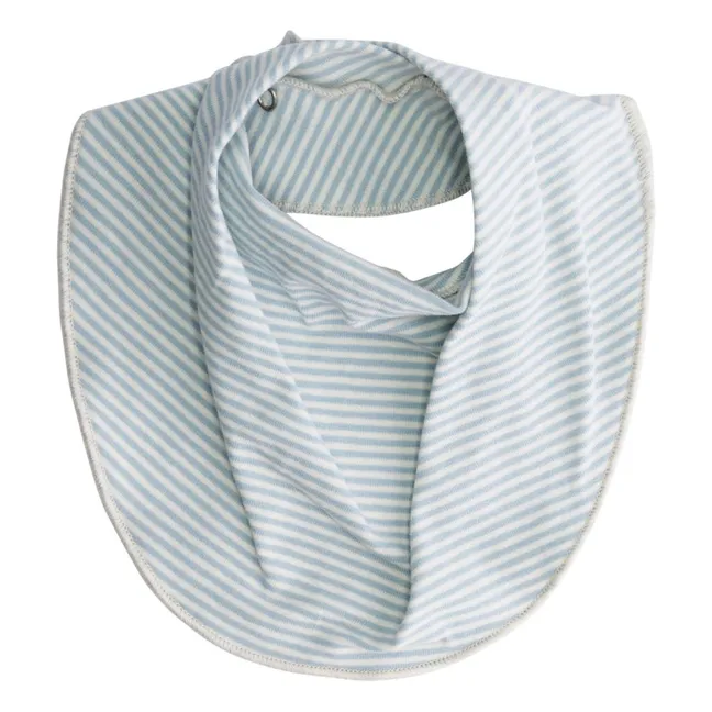 Bavoir Rayé Coton Bio  | Bleu ciel