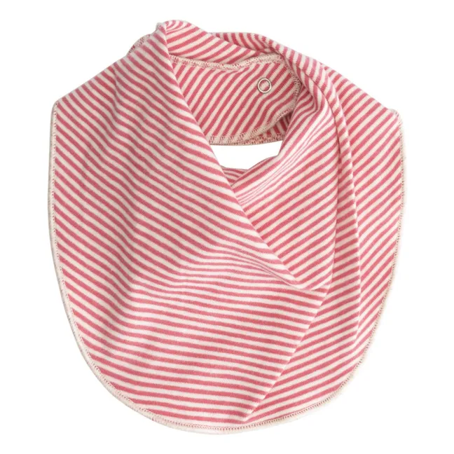 Bavaglino a righe in cotone biologico  | Fuscia