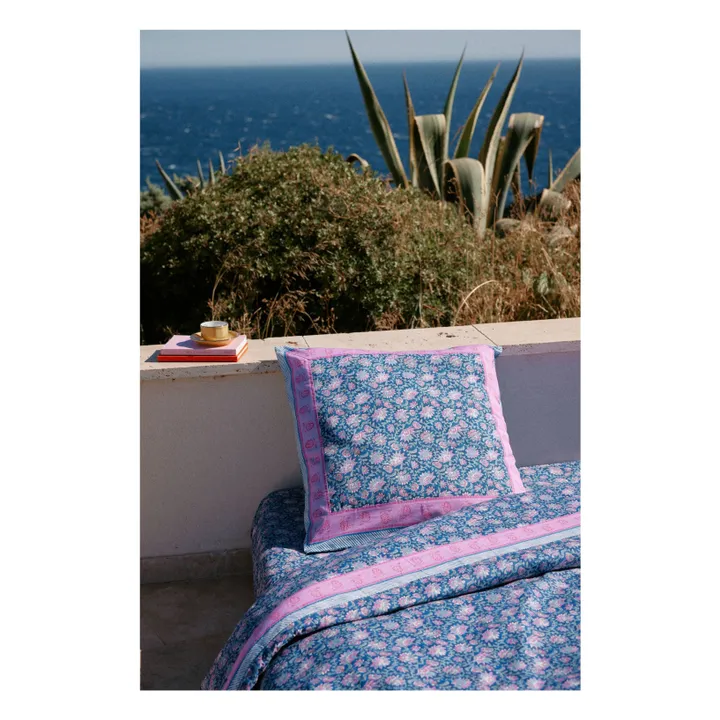 Funda de almohada de algodón ecológico Valerie | Azul oscuro- Imagen del producto n°1