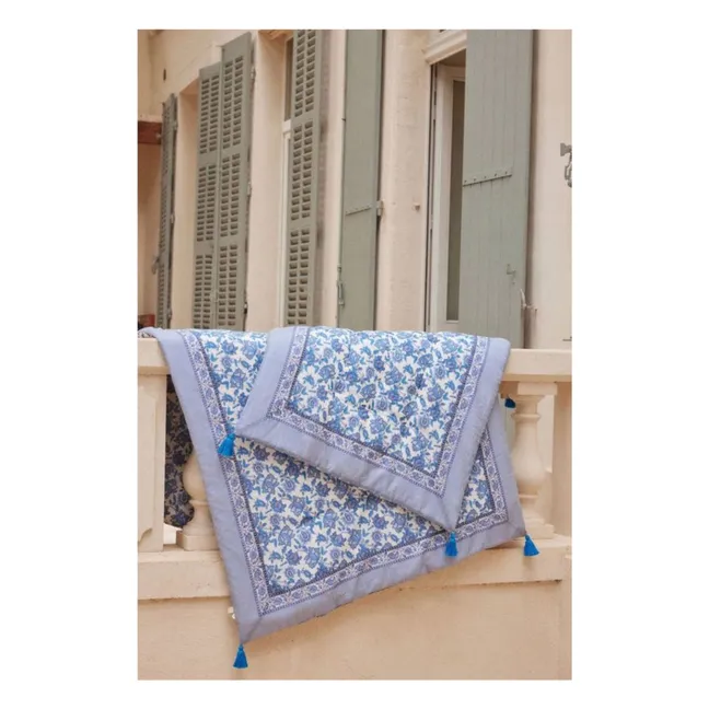 Plaid Enoha en coton bio | Bleu azur