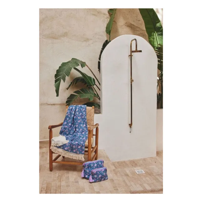 Serviette de plage Lana en coton bio | Bleu foncé